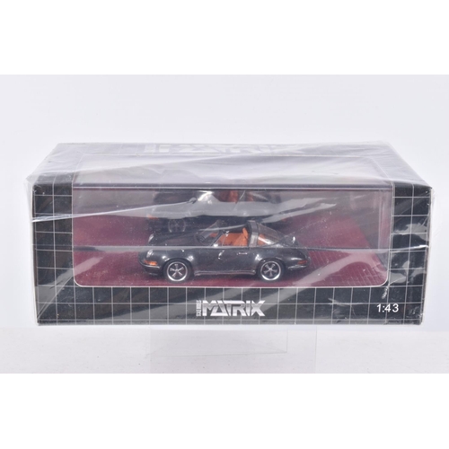 57 - FOUR BOXED MATRIX 1:43 SCALE DIECAST MODEL VEHICLES, to include a Jaguar E-type V12 Group 44 Bob Tul... 