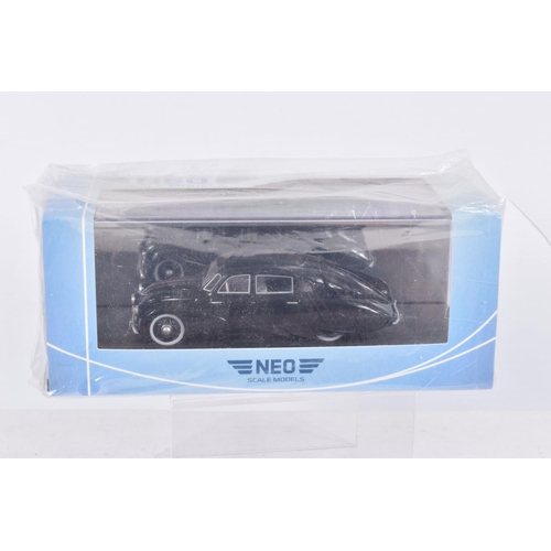 58 - FOUR BOXED NEO 1:43 SCALE DIECAST MODEL VEHICLES, to include a NEO Concept Bentley 41/2 litre superc... 