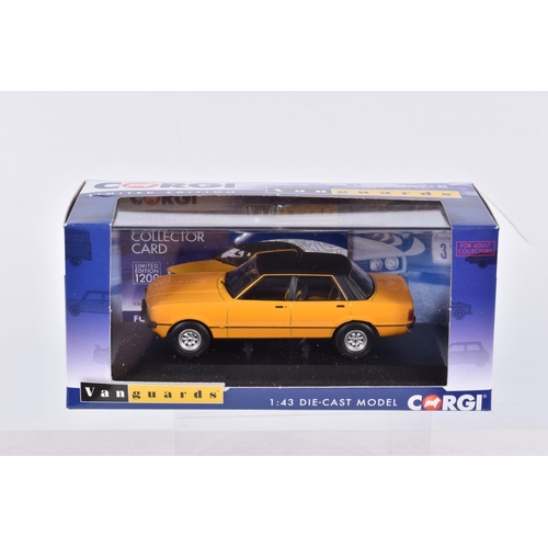 59 - EIGHT BOXED LIMITED EDITION 1:43 SCALE CORGI VANGUARDS DIECAST MODEL VEHICLES, a Ford Fiesta Mk1 XR2... 