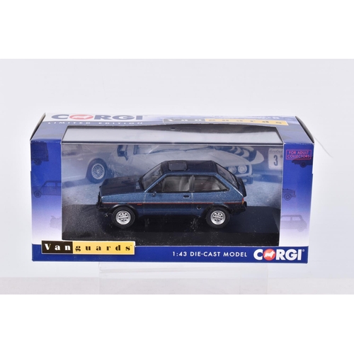 59 - EIGHT BOXED LIMITED EDITION 1:43 SCALE CORGI VANGUARDS DIECAST MODEL VEHICLES, a Ford Fiesta Mk1 XR2... 