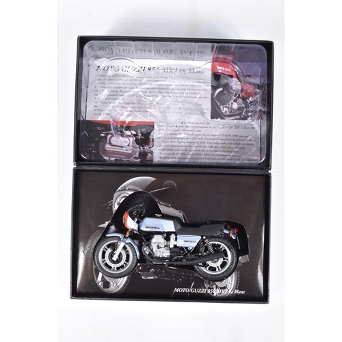 62 - TWO BOXED 1:12 SCALE MINICHAMPS CLASSIC BIKE SERIES MOTO GUZZI DIECAST MODELS, the first is a 850 MK... 