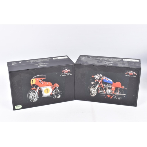 64 - TWO BOXED 1:12 SCALE CLASSIC BIKE SERIES DIECAST MV AGUSTA DIECAST MODELS, the first is a MV Agusta ... 