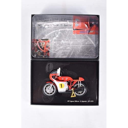 64 - TWO BOXED 1:12 SCALE CLASSIC BIKE SERIES DIECAST MV AGUSTA DIECAST MODELS, the first is a MV Agusta ... 