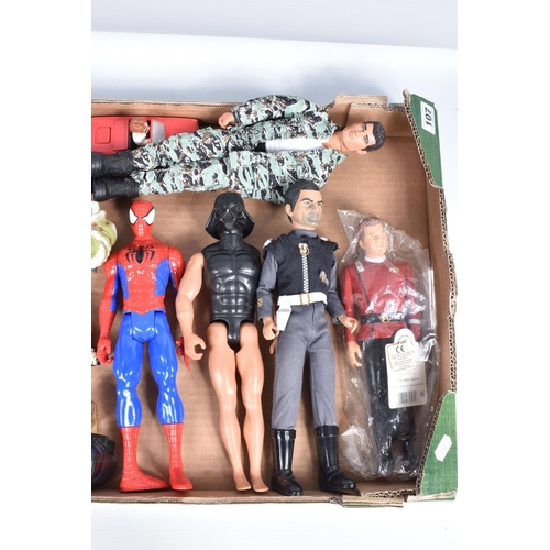 107 - A QUANTITY OF SUPERHERO, SCI-FI, FILM & TV RELATED MODELS AND FIGURES, diecast and plastic models to... 