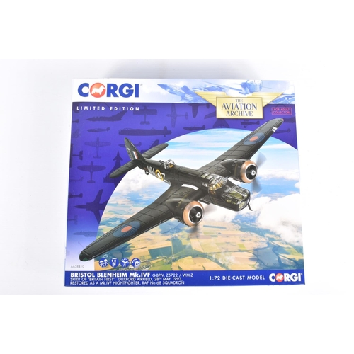 110 - THREE BOXED LIMITED EDITION CORGI AVIATION ARCHIVE 1:72 SCALE DIECAST MODEL AIRCRAFTS, the first is ... 