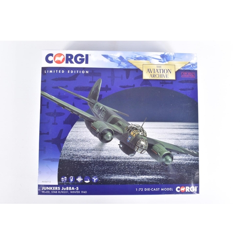 110 - THREE BOXED LIMITED EDITION CORGI AVIATION ARCHIVE 1:72 SCALE DIECAST MODEL AIRCRAFTS, the first is ... 