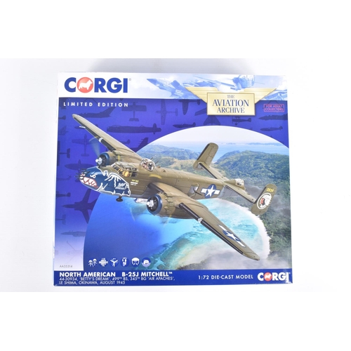 110 - THREE BOXED LIMITED EDITION CORGI AVIATION ARCHIVE 1:72 SCALE DIECAST MODEL AIRCRAFTS, the first is ... 