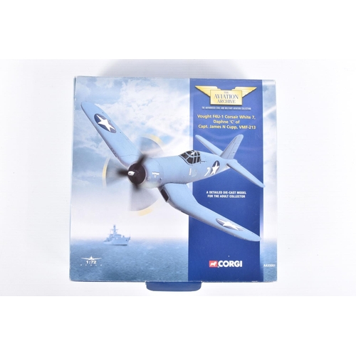 111 - THREE BOXED CORGI AVIATION ARCHIVE DIECAST MODEL AIRCRAFTS, the first a 1:72 scale Vought F4U-1 Cosa... 