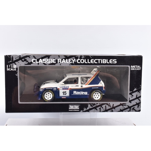 114 - TWO BOXED SUN STAR 1:18 SCALE DIECAST MODEL CARS,  to include an Audi Quattro A2, no. 9, 1000 Lakes ... 