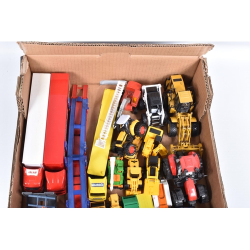 120 - A QUANTITY OF UNBOXED AND ASSORTED MODERN DIECAST AND PLASTIC VEHICLES, to include Norscott Caterpil... 