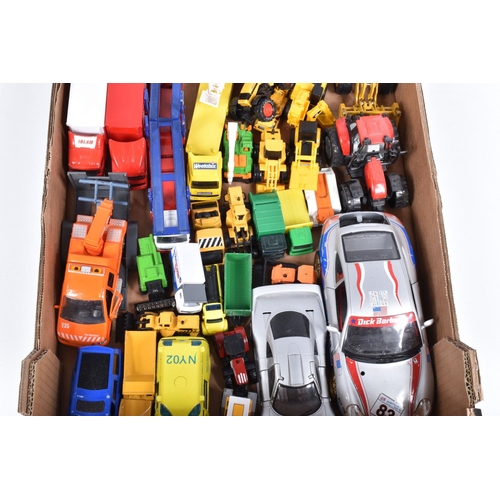 120 - A QUANTITY OF UNBOXED AND ASSORTED MODERN DIECAST AND PLASTIC VEHICLES, to include Norscott Caterpil... 