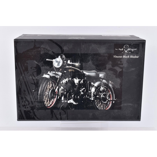 71 - TWO BOXED MINICHAMPS 1:12 SCALE MODEL CLASSIC BIKES, to include a Vincent - HRD Series C in Black Sh... 