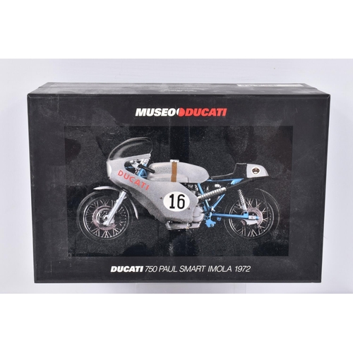 72 - TWO BOXED MINICHAMPS 1:12 SCALE MODE CLASSIC BIKES, to include a Ducati 750 Paul Smart Imola 1972, C... 