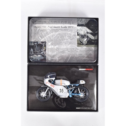 72 - TWO BOXED MINICHAMPS 1:12 SCALE MODE CLASSIC BIKES, to include a Ducati 750 Paul Smart Imola 1972, C... 