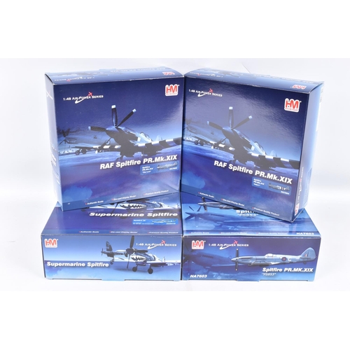 75 - FOUR BOXED HOBBY MASTER 1:48 SCALE AIR POWER SERIES AIRCRAFT MODELS, to include a Supermarine Spitfi... 