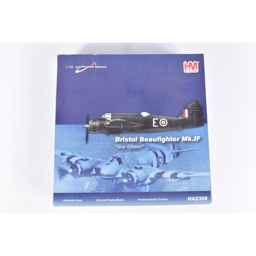 76 - FOUR BOXED HOBBY MASTER 1:72 SCALE AIR POWER SERIES AIRCRAFT MODELS, a Bristol Beaufighter Mk.IF Roy... 