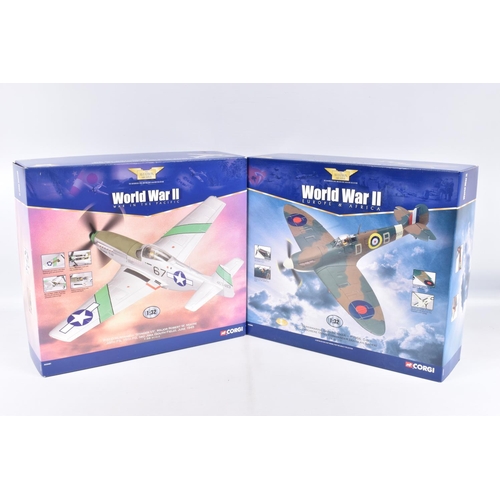 79 - TWO BOXED CORGI AVIATION ARCHIVE 1:32 SCALE DIECAST MODEL AIRCRAFTS, the first is a P-51D Mustang ' ... 