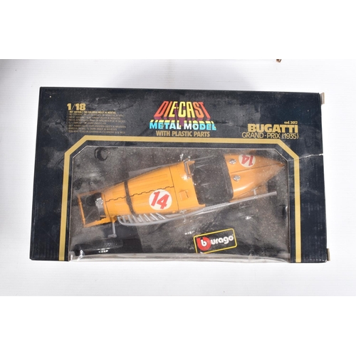 81 - FIVE BOXED 1:18 SCALE BBURAGO DIECAST MODEL CARS, to include a Ferrari 348tb 1989 in yellow, item no... 