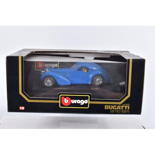 81 - FIVE BOXED 1:18 SCALE BBURAGO DIECAST MODEL CARS, to include a Ferrari 348tb 1989 in yellow, item no... 