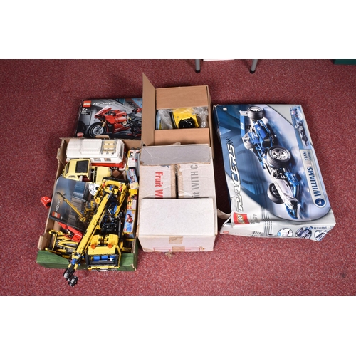 82 - A COLLECTION OF BUILT LEGO, to include a Lego technic Mobile Crane, number 42108, with booklet no bo... 