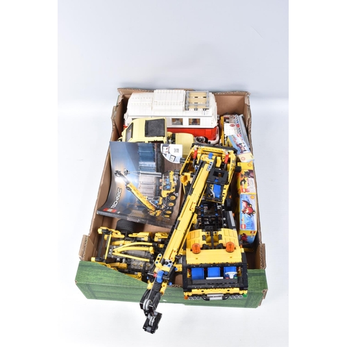 82 - A COLLECTION OF BUILT LEGO, to include a Lego technic Mobile Crane, number 42108, with booklet no bo... 