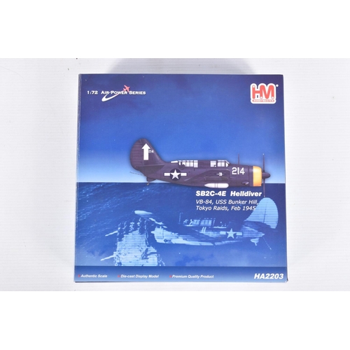 84 - FOUR BOXED HOBBYMASTER AIR POWER SERIES DIECAST MODEL AIRCRAFTS, the first is a 1:48 scale B-339E ' ... 