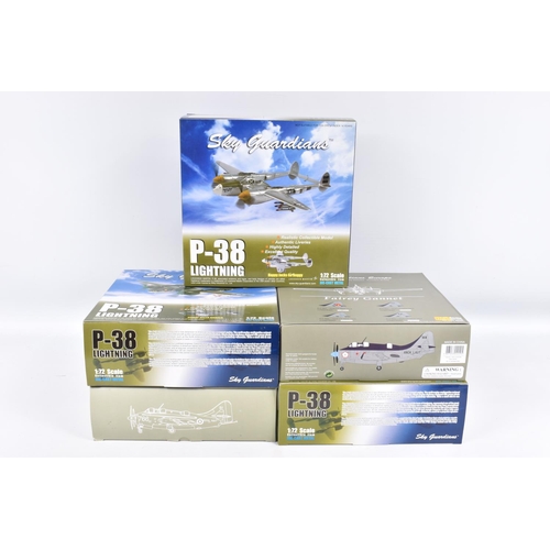 87 - FIVE BOXED SKY GUARDIANS 1:72 SCALE DIE-CAST METAL MODEL AIRCRAFTS,  to include a Fairey Gannet Roya... 