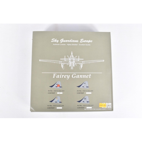 87 - FIVE BOXED SKY GUARDIANS 1:72 SCALE DIE-CAST METAL MODEL AIRCRAFTS,  to include a Fairey Gannet Roya... 