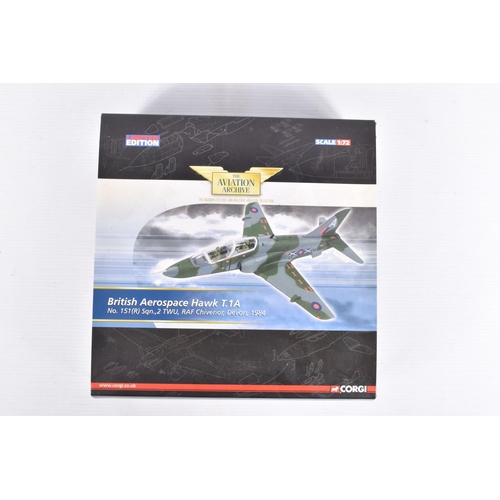 88 - FIVE BOXED CORGI LIMITED EDITION AVIATION ARCHIVE MODEL AIRCRAFTS, to include a British Aerospace Ha... 