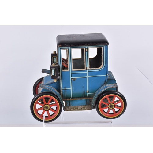 93 - A MODERN TOYS (JAPAN) TINPLATE LEVER ACTION CLOCKWORK OLDTIMERS VINTAGE CAR, appears complete and in... 