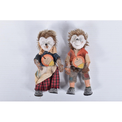 98 - A PAIR OF VINTAGE STEIFF 'MICKI' AND 'MECKI' HEDGEHOG FIGURES, both in playworn condition with some ... 