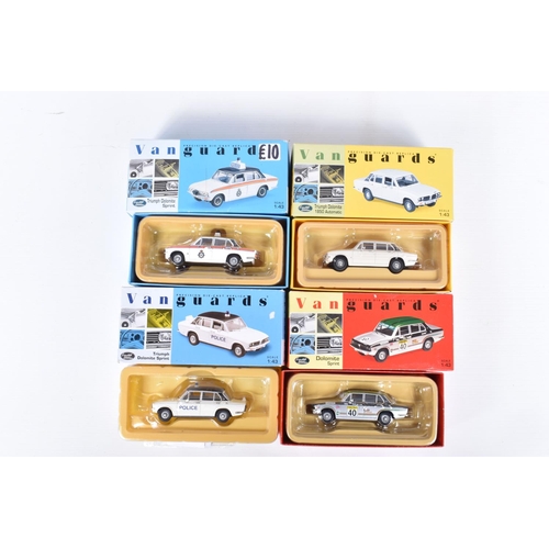 123 - EIGHT BOXED LLEDO VANGUARDS 1/43 SCALE TRIUMPH DOLOMITE SPRINT CAR MODELS, yellow with black roof, N... 