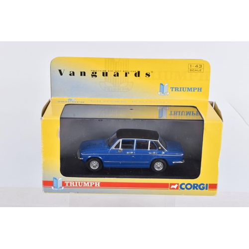 124 - SEVEN BOXED LLEDO AND CORGI CLASSICS VANGUARDS 1/43 SCALE TRIUMPH DOLOMITE SPRINT CAR MODELS, yellow... 