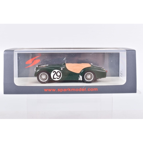 125 - FOUR BOXED SPARK MINIMAX 1/43 SCALE TRIUMPH TR2 1954/1955 LE MANS RACING CARS, all in British racing... 