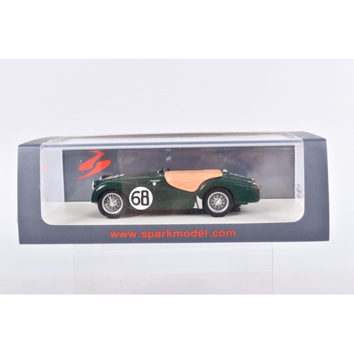 125 - FOUR BOXED SPARK MINIMAX 1/43 SCALE TRIUMPH TR2 1954/1955 LE MANS RACING CARS, all in British racing... 