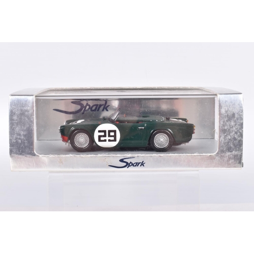 127 - FIVE BOXED SPARK MINIMAX 1/43 SCALE TRIUMPH TRS 1960/1961 LE MANS RACING CARS, all in British racing... 