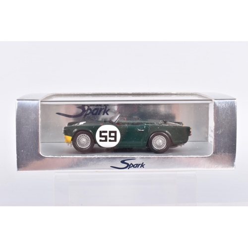 127 - FIVE BOXED SPARK MINIMAX 1/43 SCALE TRIUMPH TRS 1960/1961 LE MANS RACING CARS, all in British racing... 