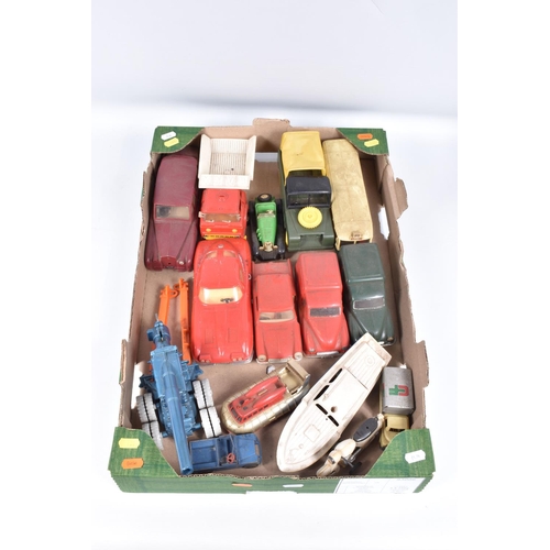 128 - A QUANTITY OF ASSORTED VINTAGE PLASTIC VEHICLE MODELS, mainly c.1960's Hong Kong made, to include Mi... 