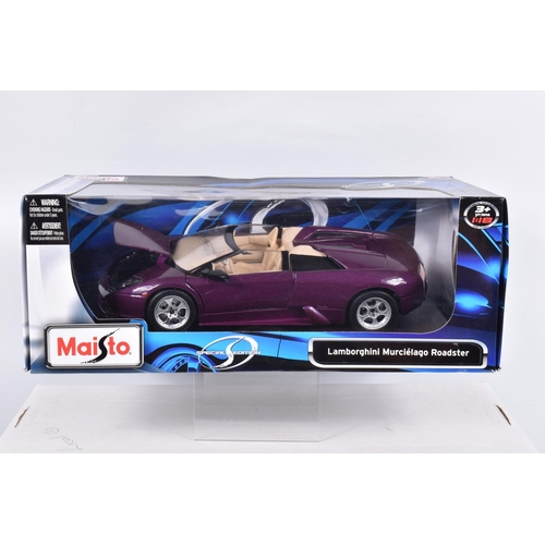 130 - SIX BOXED 1:18 SCALE DIECAST MODEL LAMBORGHINI'S, the first a Maisto Special edition Centenario numb... 