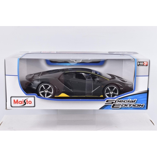 130 - SIX BOXED 1:18 SCALE DIECAST MODEL LAMBORGHINI'S, the first a Maisto Special edition Centenario numb... 