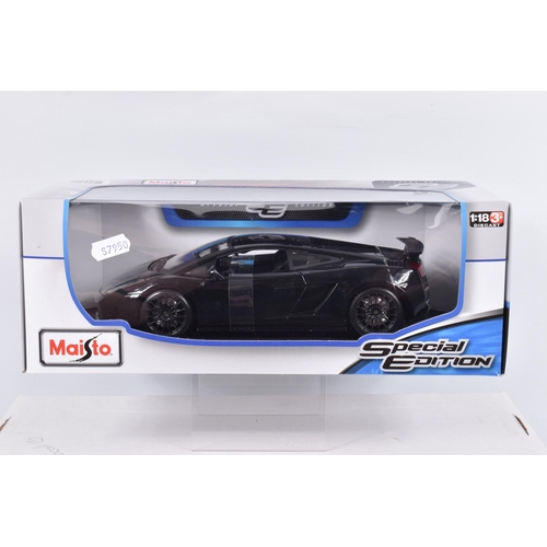 130 - SIX BOXED 1:18 SCALE DIECAST MODEL LAMBORGHINI'S, the first a Maisto Special edition Centenario numb... 