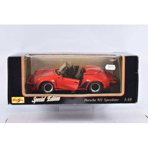 131 - SIX BOXED 1:18 SCALE PORSCHE DIECAST MODEL VEHICLES, the first a Bburago 356B coupe 1961, numbered 3... 