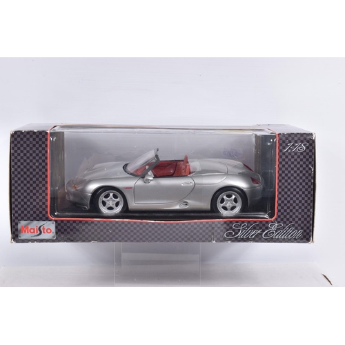 131 - SIX BOXED 1:18 SCALE PORSCHE DIECAST MODEL VEHICLES, the first a Bburago 356B coupe 1961, numbered 3... 