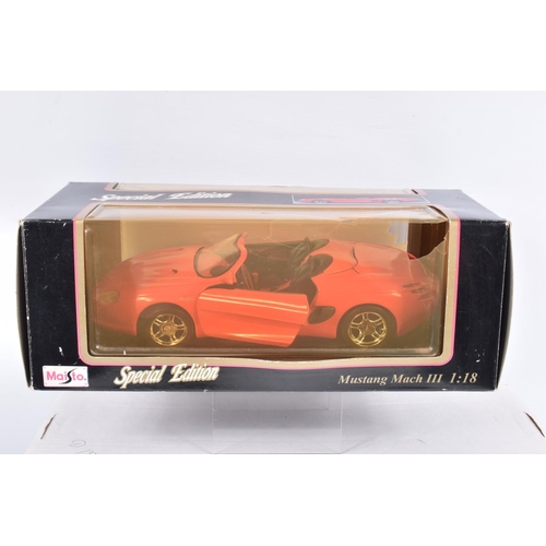 132 - SIX BOXED AMERICAN BRANDED 1:18 SCALE DIECAST MODEL VEHICLES, the first a American Muscle collectors... 