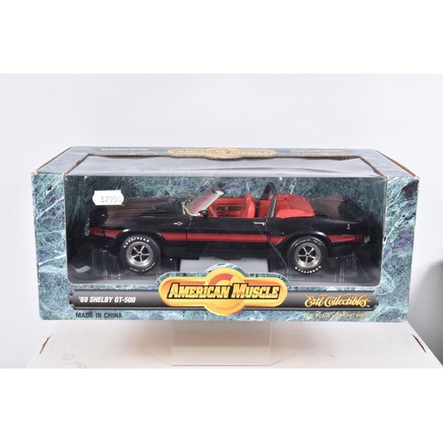 132 - SIX BOXED AMERICAN BRANDED 1:18 SCALE DIECAST MODEL VEHICLES, the first a American Muscle collectors... 