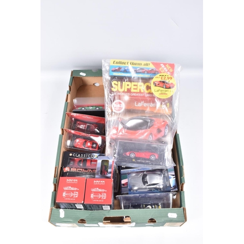 141 - A QUANTITY OF BOXED AND BOXED MODERN DIECAST EUROPEAN AND AMERICAN CAR MODELS, to include a quantity... 