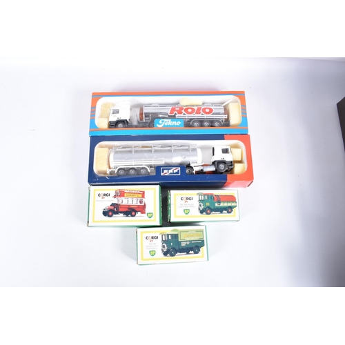 144 - A QUANTITY OF BOXED MODERN DIECAST VEHICLES, to include Tekno 1/50 scale E.R.F. EC10 articulated tan... 