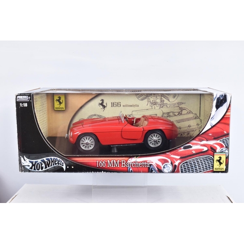 147 - SEVEN BOXED 1:18 SCALE HOTWHEELS FERRARI DIECAST MODEL VEHICLES, the first a customised Ferrari Enzo... 