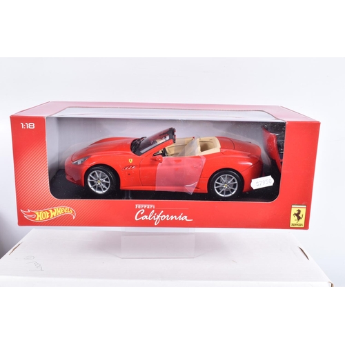 147 - SEVEN BOXED 1:18 SCALE HOTWHEELS FERRARI DIECAST MODEL VEHICLES, the first a customised Ferrari Enzo... 