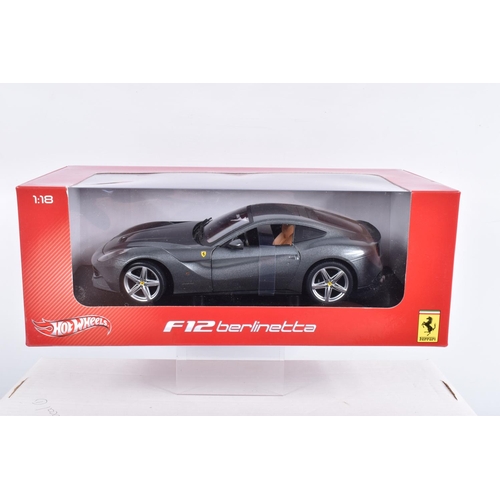 147 - SEVEN BOXED 1:18 SCALE HOTWHEELS FERRARI DIECAST MODEL VEHICLES, the first a customised Ferrari Enzo... 